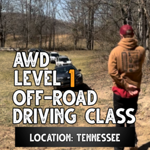 Instructor teaching vehicle placement during off-road driving class